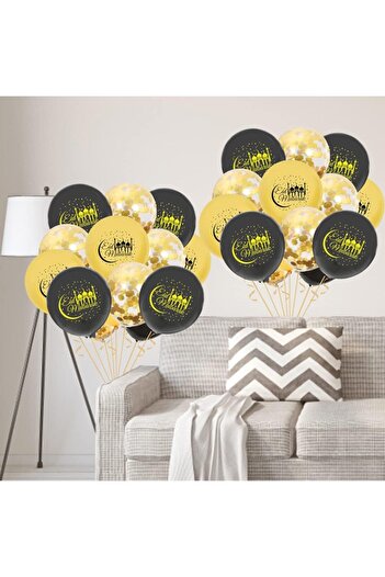 COOYA 12-piece decorative balloon set,unique pattern,suitable for party,birthday or home,black gold