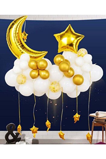 COOYA 53-piece decorative balloon set,unique pattern,suitable for party,birthday or home,white gold