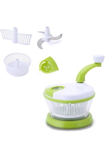 mastergold Manual Vegetable Chopper & Salad Spinner 5-in-1 Hand Food Processor with Whisk, Cutter, and Dryer