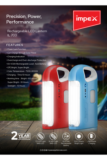 İMPEX Impex Rechargeable LED Lantern IL 703