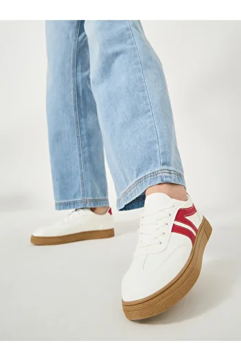 Styli Contrast Trim Round Toe Lace-Up Sneakers