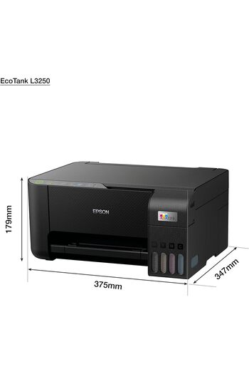 EPSON طابعة EcoTank L3250 Home ذات خزان الحبر A4، اتصال تطبيق SmartPanel، لون أسود، حجم كبير (إصدار المملكة العربية السعودية)