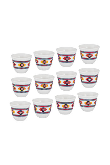 Elegant Saudi coffee cup set, made of pure white porcelain with a traditional engraving, 12 pieces