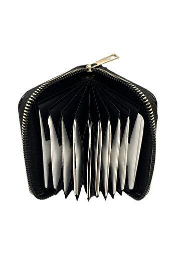 Womancraft Crocodile Leather Zippered Accordion Card Holder
