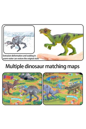 COOYA Dinosaur Play Set Including Dinosaur Map Dinosaur Figures Volcano Trees and Stone,Idea Gift For Kids
