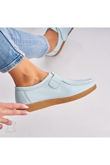 Joana Women's Loafers Natural Leather Turquoise Genesi
