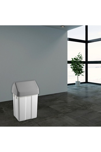 FILMOP Waste bin, Patty, 12L, 20 x 25 x 40 cm, white, with grey hinged lid