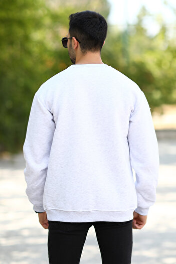 JB John Borners Ανδρικό φούτερ Oversize Snow Melange Ribbed Crew Neck Los Angeles Printed - 10017