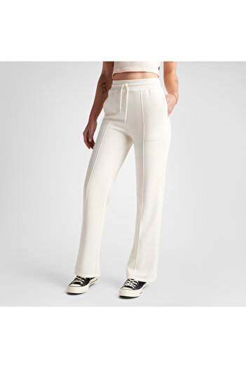 Converse Wide-Leg French Terry Kadın Krem Eşofman Altı