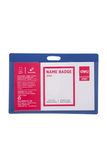 Deli Name Badge & Clip BLUE E5742