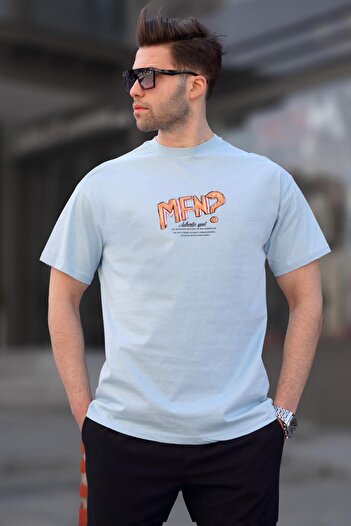 Madmext Tricou albastru pentru bărbați cu imprimeu model 6124