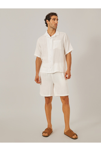 Styli Solid Short Sleeve Relaxed Fit Shirt and Shorts Co-Ords