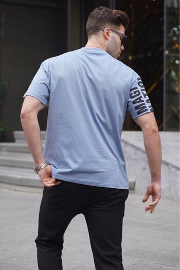 Madmext Ανδρικό μπλουζάκι με μπλε στάμπα 6073