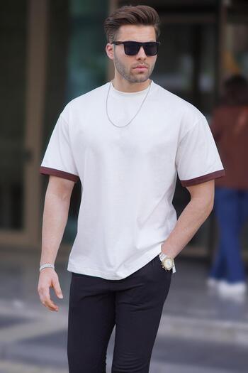 Madmext White Oversize Crew Neck T-Shirt 6184