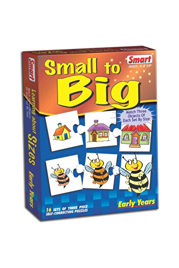 Smart Small to Big Puzzle - Multi-Color, 48 Pieces, 16 Sets of 3-Piece Match-Up Cards for Kids