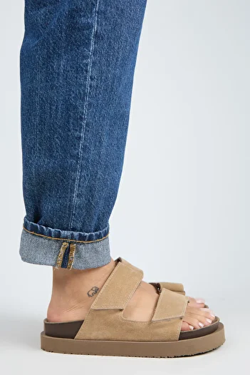 Manijero Vina Platform Women's Leather Slippers Sand