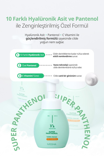Missha Pantenol İçerikli Gözenek Arındırıcı Temizleme Köpüğü Super Panthenol Bubble Cleanser (Oil Control)