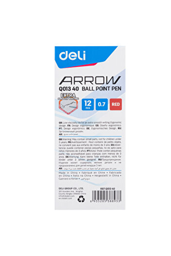 Deli Ball Point Pen RED EQ01340
