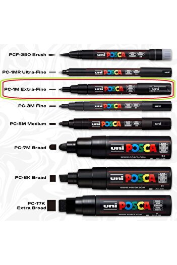 Uni Posca 8'Li Soft Color Set 0.7 Nib (8 Soft Colors Most Prefered) Pc-1M (0.7mm) Poska Pc1M Pc - 1m