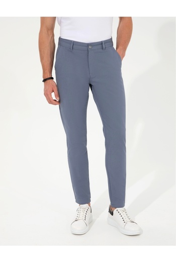 Pierre Cardin Темно-сині брюки Slim Fit з канвасу