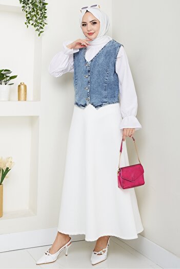 Bestenur Asyel Denim Vest 1430 - Light Blue