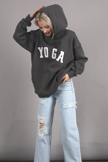 Madmext Smoked Embroidered Oversize mikina s kapucí Mg1580
