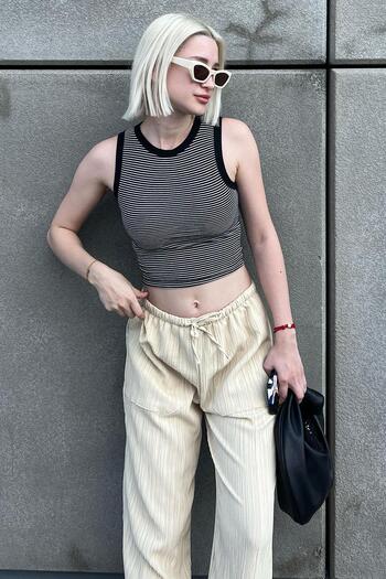 Madmext MG2118 Model - Black Thick Strap Crop Tank Top
