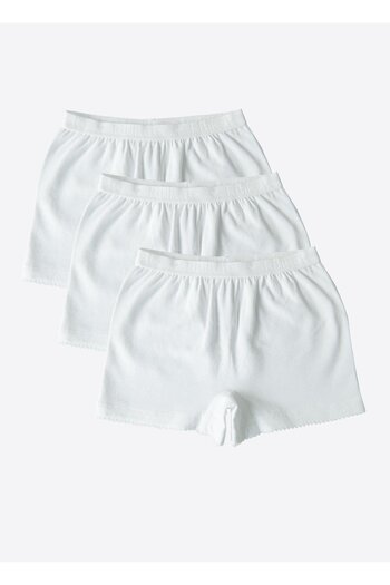 kitikate Organic Classic 3-Piece Girls Boxer White