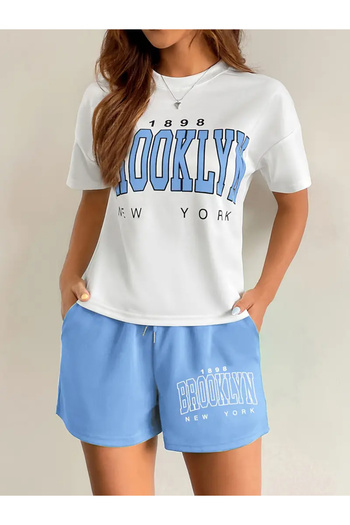 Keywest Plus Size Unisex Printed T-Shirt and Shorts Set
