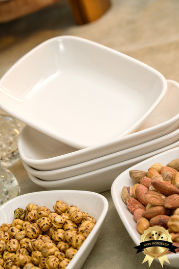 Heda Porselen 15 Cm Porcelain Breakfast Presentation Snack Bowl Set of 6 - Off White