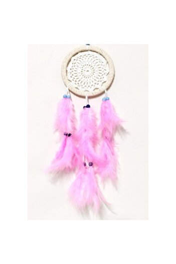 Genel Markalar Pembe Kuş Tüylü Dream Catcher El Yapımı Rüya Kapanı Duvar Süsü