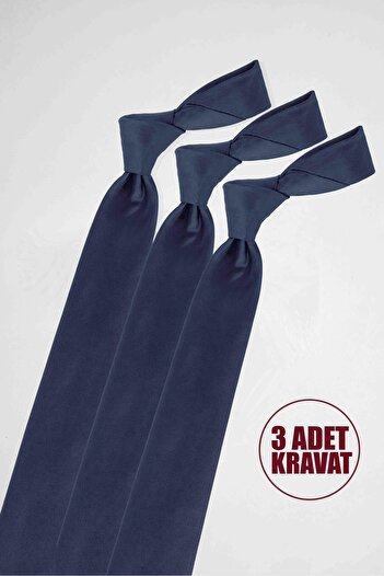 Tudors 3 Pack Plain Slim Navy Blue Men's Tie