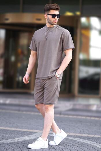 Madmext Brown Basic Men's Shorts Set 5950