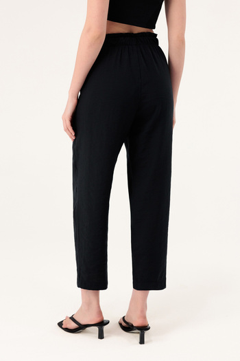 Evermade Soft Textured Woven Trousers with Elastic Waist and Pockets