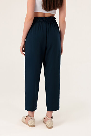 Evermade Soft Textured Woven Trousers with Elastic Waist and Pockets
