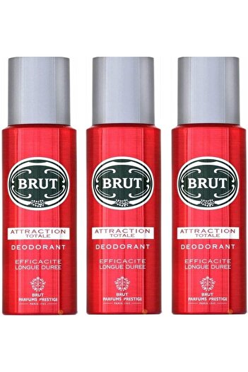 Brut Unilever Brut Attraction Totale Mens Gents Deodorant Spray 200 ml 3 Pack