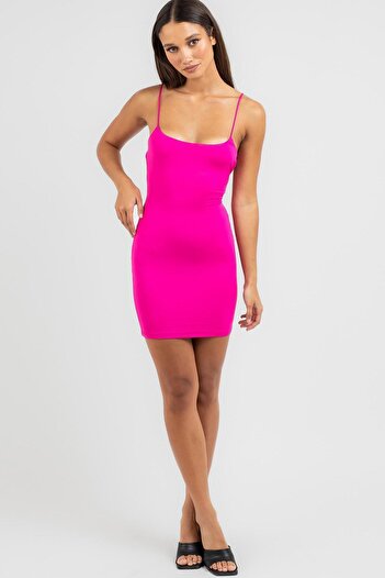 Madmext Φούξια Strappy Mini Basic Γυναικείο Φόρεμα Mg1711