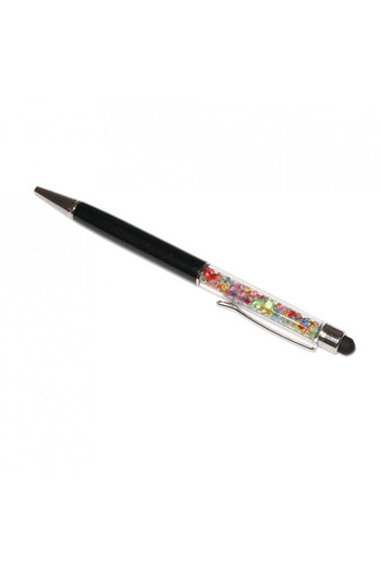 G Golden Case Stylus touch pen with ballpoint pen, decorated with mixed crystals, metallic, black