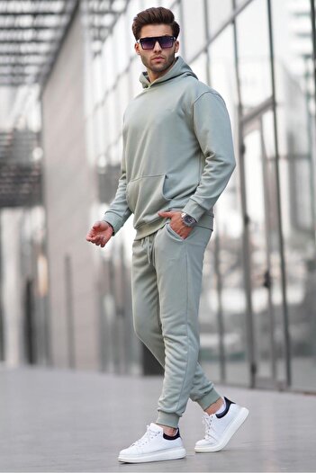 Madmext Mint Green Hooded Basic Σετ αθλητικών 5928
