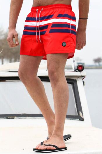 Madmext Red Striped Men's Swim Shorts 6363