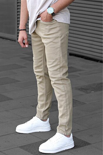 Madmext Erkek Taş Rengi Kanvas Slim Fit Pantolon
