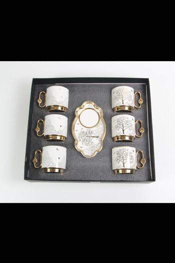 Generic Turkish coffee cup set with saucers