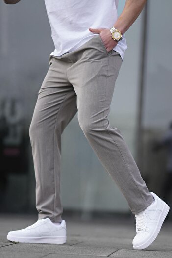 Madmext Khaki Straight Leg Men's Trousers 6530