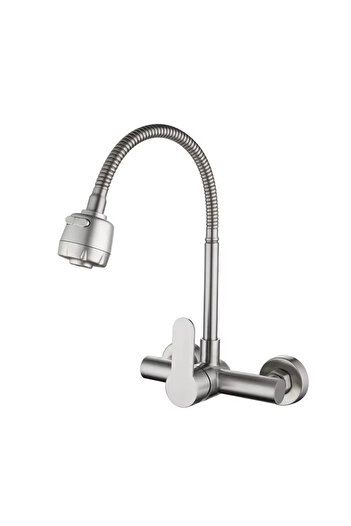 Choice Brushed Black/Brushed Kitchen Faucet Wall Mount 2 Function Hot and Cold Water Sink Faucet 360 Degree