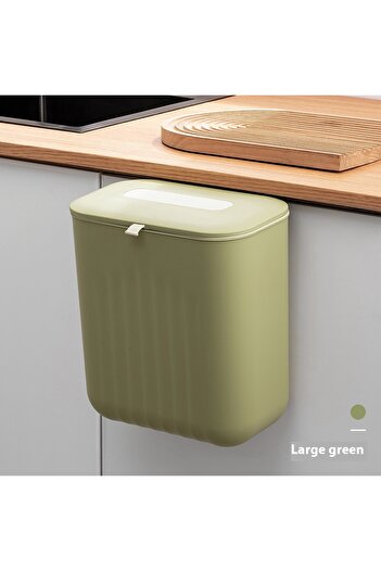 Choice L-Green Trash Bin Without Punching Silicone Handle with Lid Two-way Opening Lid Wall-mounted PP Pape