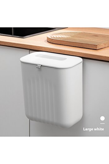 Choice L-White Trash Bin Without Punching Silicone Handle with Lid Two-way Opening Lid Wall-mounted PP Pape