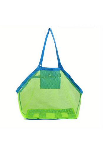 Choice lvwangdahao Youngsters' Large Mesh Beach Toy Bag with Blue and Green Side Pockets - Durable Seashell