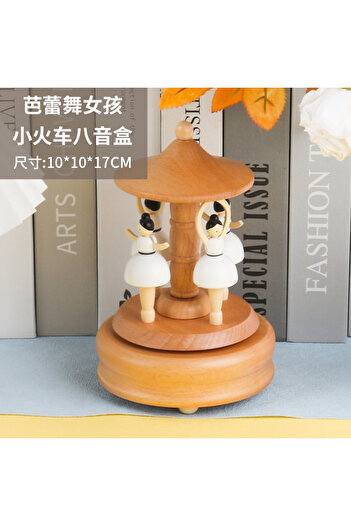 Choice dance girl Wooden Carousel Music Box Ornaments Rotatable Hand-cranked Music Box DIY Handmade Birthda