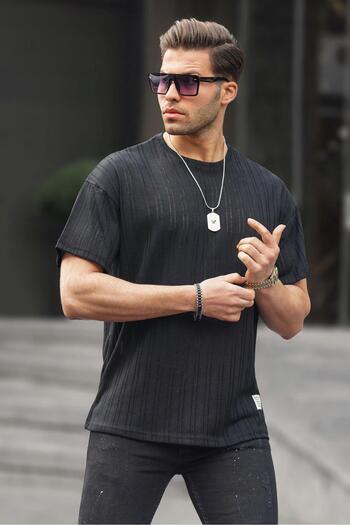 Madmext Μαύρο ανδρικό μπλουζάκι Oversize Crew Neck 6179