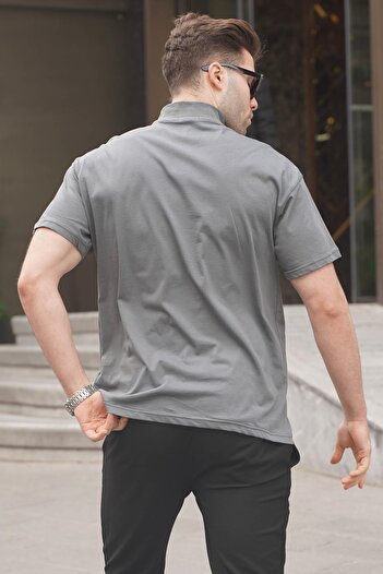 Madmext Ανδρικό μπλουζάκι με καπνιστό φερμουάρ 5858